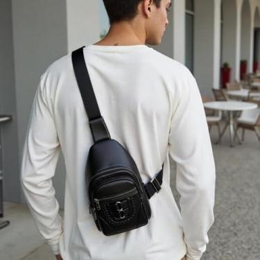 Imagem de Bolsa tiracolo pequena para mulheres | Bolsas de cintura modernas com alça de guitarra | Pochetes femininas (marrom brilhante), Preto, Transparente