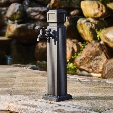 Imagem de Fonte de jardim externo de aço inoxidável - Característica de coluna de água independente de 65 cm, dispensador de água decorativo e hidrante para irrigação e lavagem, perfeito para jardins