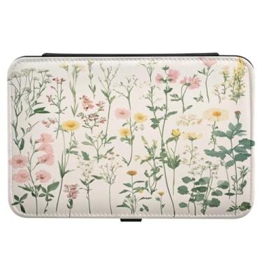 Imagem de Burbuja Caixa de joias de viagem retrô de flores silvestres para mulheres e meninas, organizador de joias portátil de couro sintético para brincos, anéis, colares e pulseiras