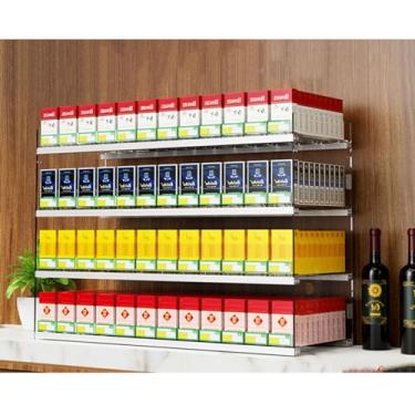 Imagem de Vitrine de cigarros de varejo de acrílico | Charuto, expositor de venda de doces, organizador de armário de varejo com empurrador automático de caixa de cigarros (cor: transparente, tamanho: 67,5 x