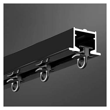 Imagem de Cortina invisível embutida – Trilho de teto de alumínio comercial para divisória de quarto de privacidade na sala de estar, hospital, hotel – disponível em 2,1 a 8 m, cor preta