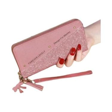 Imagem de Carteira Feminina Longa Com Zíper, Estilo Coreano, Com Contraste De Co