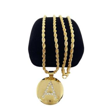 Imagem de Corrente Semi Joia com Pingente Banhado a Ouro Cordão Baiano 3mm Femin