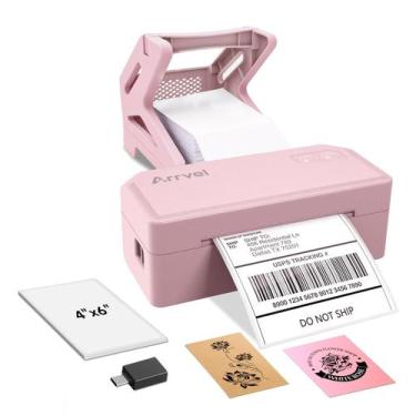 Imagem de Impressora térmica de etiquetas Arrvel A42BT sem fio 4x6 rosa