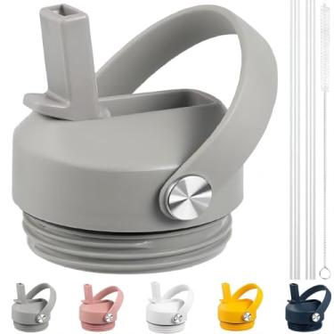 Imagem de FLORAPELL Tampa com canudo para Yeti Rambler 18 26 36 1,8 L, tampa com canudos e alça flexível, tampa de substituição para Yeti 510 g 737 g 1,02 l 1,8 l Rambler garrafa de água tampa de palha, Sharptail Taupe