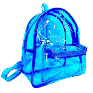 Imagem de Mochila Neon Transparente Escolar Clube Praia Piscina Costas Bolsa Ref