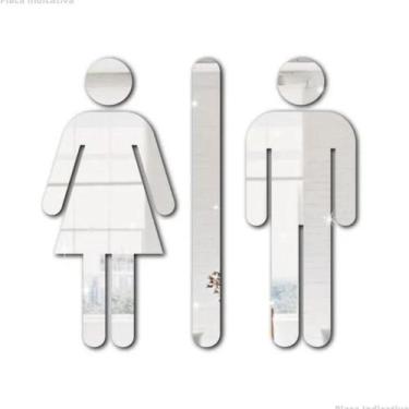 Imagem de Placa Sinalização Porta Banheiro Toilete Feminino Masculino - Zonaro S