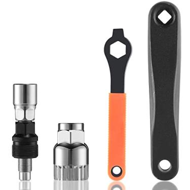 Imagem de Chumia 4 ferramentas de remoção de manivela de bicicleta, incluindo 1 extrator de manivela de bicicleta, 1 removedor de suporte inferior, 1 chave inglesa de 16 mm, 1 kit de ferramentas de reparo de