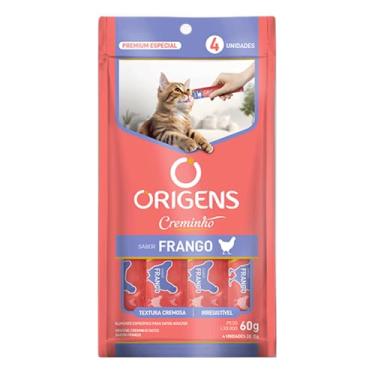 Imagem de Snack Petisco Cremoso para Gatos Origens Creminho Frango 4 Unidades de 15g