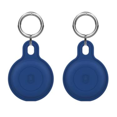 Imagem de KIT com 2 Capa Chaveiro Case Suporte Airtag Pet Capinha Compatível Com Apple AirTag, Capa Protetora Capinha Em Silicone Premium - Azul
