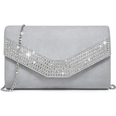 Imagem de Bolsa de noite feminina Dasein Formal Party Clutch Wedding Grey