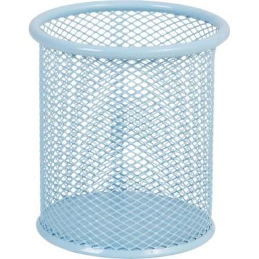 Imagem de PORTA-CANETAS Aramado Redondo Azul Paste para Mesa Escritório - BRW