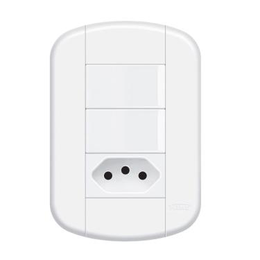 Imagem de Interruptor Simples 2 Teclas e Tomada 20A Blanc Mais Fame