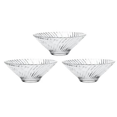 Imagem de Conjunto de Tigelas de Vidro para Sobremesa Design Canelado 3 Peças