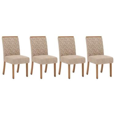 Imagem de Cadeira Sala De Jantar Esther Kit 4 Un Nature-linho Creme - Henn