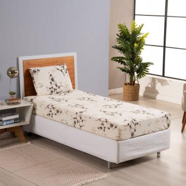 Imagem de Jogo De Lençol Dia A Dia Estampado 2 Peças Solteiro 80% Algodão 20% Poliéster Percal 180 Fios - Palha-marrom