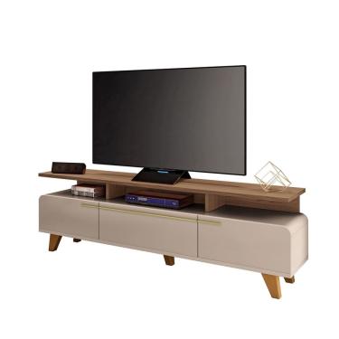 Imagem de Bancada de Tv Toledo até 70 Polegadas de 200x61 Off White-Castanho EdeCasaMoveis