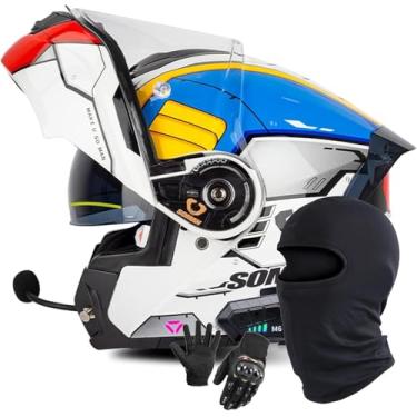 Imagem de Capacete Modular Dobrável Capacete De Motocicleta Integral Com Viseira Dupla Dot/Ece Aprovado Motocicleta Capacete Integrado Capacete De Scooter Capacete De Motocross Para Mu, A, 3XL/65-66CM