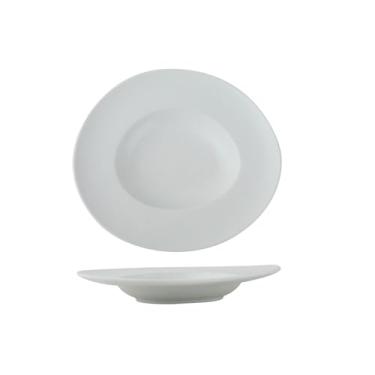 Imagem de Prato de massa de cerâmica simples e requintado para uso doméstico nórdico - prato de borda larga de 26 cm branco