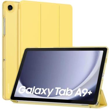Imagem de Capa para Galaxy Tab A9 Plus 11" MoKo, Suporte Fino, Revestimento Traseiro Translúcido, Despertar/Hibernar Automático, Amarelo Claro