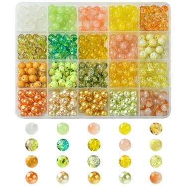 Imagem de Echoed Elegance Kit de contas de vidro gradiente de 8 cores - 400 peças de contas redondas de 8 mm para fazer joias faça você mesmo, pulseiras, colares - Contas de artesanato de cores misturadas com