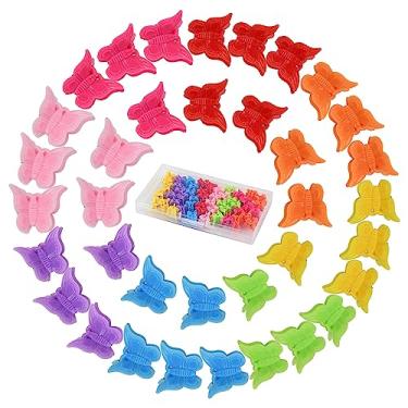 Imagem de DS. DISTINCTIVE STYLE Grampos de cabelo de borboleta pequena para meninas, 50 peças, mini clipes de borboleta, 12 cores gradientes sortidas, clipes de cabelo dos anos 90 com caixa (fosco)