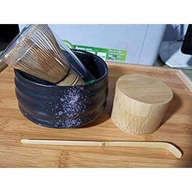 Imagem de QLDFX Tigela Matcha Tigela de salada japonesa Matcha colher de batedor de madeira Caddy conjunto de presente chá verde em pó chá cerimônia de chá do Japão Matcha Teaware Matcha Bowl Conjunto de chá