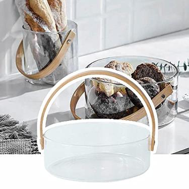 Imagem de Cesta de frutas de vidro portátil criativa, balde de gelo de cerveja para bar doméstico, cesta de flores personalizada, caixa de armazenamento, decoração de cabo de madeira de bambu, variedade de