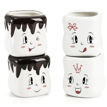 Imagem de Youeon Conjunto de 4 canecas de marshmallow, canecas de chocolate quente de 200 ml, canecas de café fofas, canecas combinando para casais, presente de marshmallow para aniversário, casamento, Natal, Dia dos Namorados