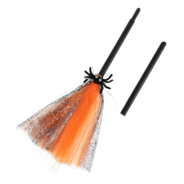 Imagem de Garneck Escoba De Decoraciones De Halloween En Interiores Disfraz De Halloween para Víspera De Todos Disfraz De Escoba Adornos De Brujas para Fiestas Malla Orange