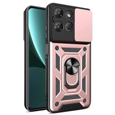 Imagem de RKINC Capa para Motorola Moto G Power 5G 2025 com capa deslizante para câmera e anel giratório com suporte de grau militar à prova de choque com suporte magnético para carro, ouro rosa