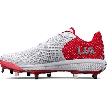 Imagem de Under Armour Tênis de softbol feminino Glyde 2.0 Mt, (104) Branco/Vermelho/Prata Metálico, 12
