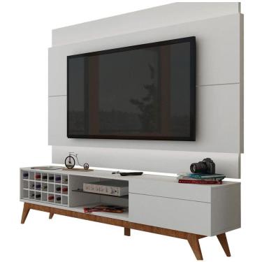 Imagem de Rack Com Painel Para Tv 60 Polegadas Branco Classic Ad Com Led - Imcal Móveis