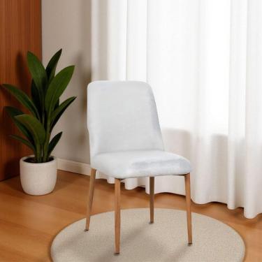 Imagem de Cadeira De Jantar Montana Estrutura Aço Carbono Laminado Natural Com Estofado Linho Cru