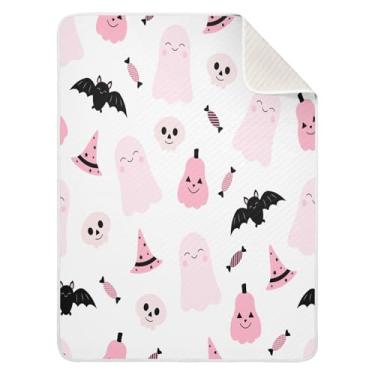 Imagem de Qilmy Lindo cobertor de bebê elemento de Halloween 76 x 101 cm, cobertor infantil de algodão macio para meninos e meninas, cobertor leve e quente para bebês de berço, carrinho de bebê, soneca