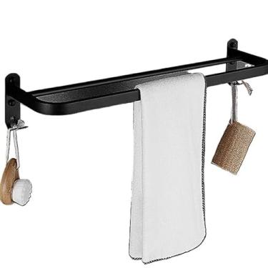 Imagem de Toalheiros de parede de alumínio para banheiro, chuveiro titular do quarto, barra de toalha, cabide(preto/CF-058)