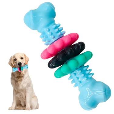 Imagem de huoflame Brinquedos de mastigar filhotes para dentição, brinquedo durável para mastigar cães agressivos, brinquedo de osso de borracha TPR resistente para cães pequenos e médios, limpeza de dentes e