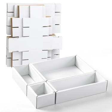 Imagem de Marspark Pacote com 25 caixas de armazenamento de papelão, caixas abertas, caixas de separação, armazenamento de arquivos para estantes de livros, gavetas brancas, 4 tamanhos 7 x 7 cm × 5 cm (8), 15 x