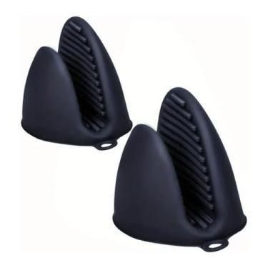 Imagem de Conjunto de 2 luvas de forno e suporte de panela – luvas resistentes ao calor com aderência segura e clipes de proteção contra queimaduras para forno, micro-ondas, fritadeira a ar – proteção durável