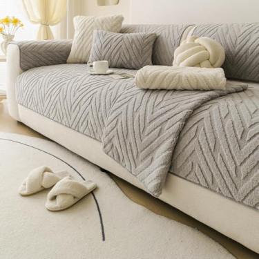 Imagem de Capas de sofá acolchoadas de algodão, capa de sofá, protetor de móveis, antiderrapante, lavável, ideal para quarto de família, decoração de casa - cinza|||110 x 180 cm
