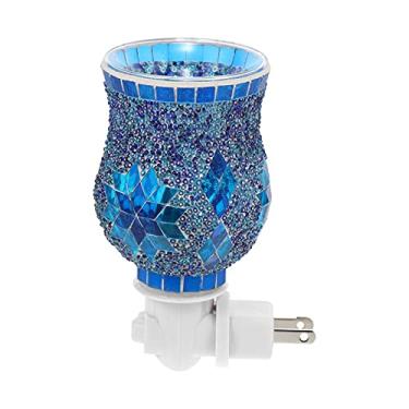 Imagem de OSALADI Aquecedor de cera 3D elétrico aroma lâmpada decorativa plugável aquecedor de fragrância aquecedor de vela de vidro plug-in óleo essencial noite azul claro (plugue EUA) aquecedor de óleo