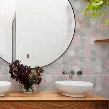 Imagem de Papel de Parede Revestimento Azulejo Lavável Mármore Mix - TACOLADO PA