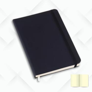 Imagem de Caderno SEM PAUTA, Pequeno, Preto, Caderneta de Anotações Estilo Moleskine 10x15cm - 1 Unidade