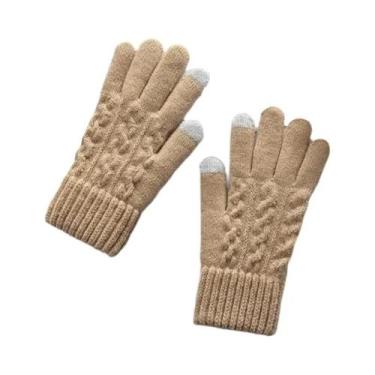 Imagem de Luvas De Lã Tricotadas Unissex Para Inverno Com Tela Sensível Ao Toque