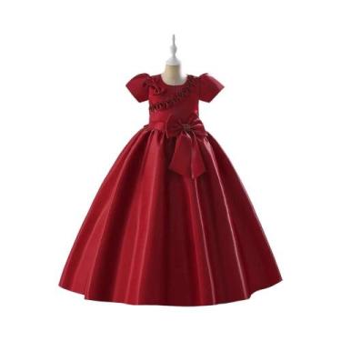 Imagem de Vestido De Festa Infantil Com Manga Curta E Laço Para Aniversário, Cas