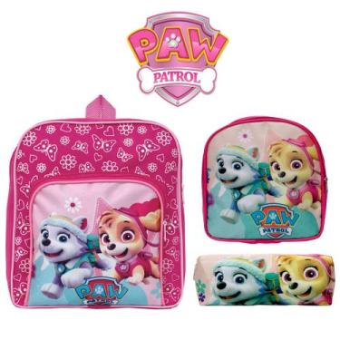 Imagem de Kit Mochila Escolar Feminina Paw Patrol Skye Reforçada Tam P