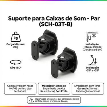 Imagem de Kit com 2 suporte para caixa de som acustica de parede home theater un