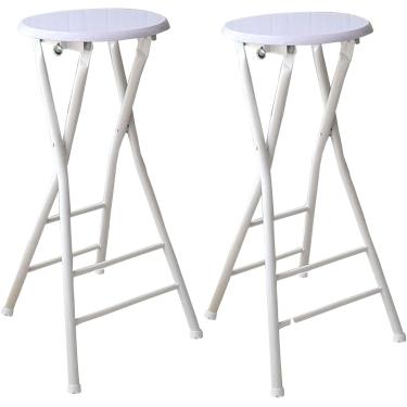 Imagem de Banco de bar dobrável portátil de 28 polegadas/70 cm, cadeira alta redonda dobrável, banco dobrável que economiza espaço para festa de acampamento em RV, capacidade de carga de 330 libras, b