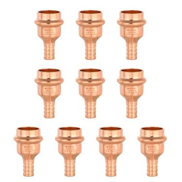 Imagem de (Pacote com 10) Prensa de cobre EFIELD 1/5.1 cm PEX 1/5.1 cm PEX Acoplamento de crimpagem Adaptador de Conexões de Cobre para Conexão de Tubo de Cobre e Pex