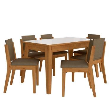Imagem de Mesa 1,36 Com 6 Cadeiras Libéria Cinamo/off Whi/capucci - M. Arapongas